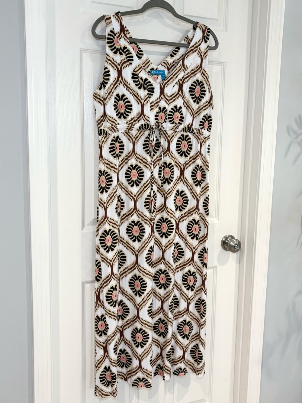 Fresh Produce Maxi Sleeveless Geometric V-Neck Empire Waist Summer Dress XL - Picture 6 of 15